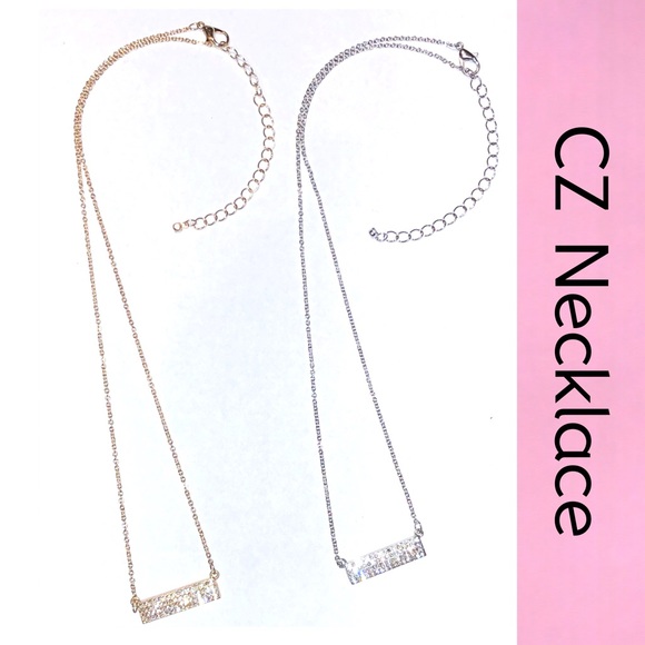 Dainty Pave’ CZ Necklace Gold - Picture 2 of 10